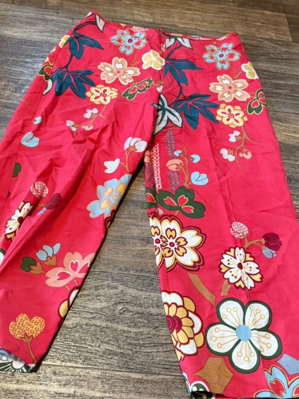 Pink floral Silk Trousers